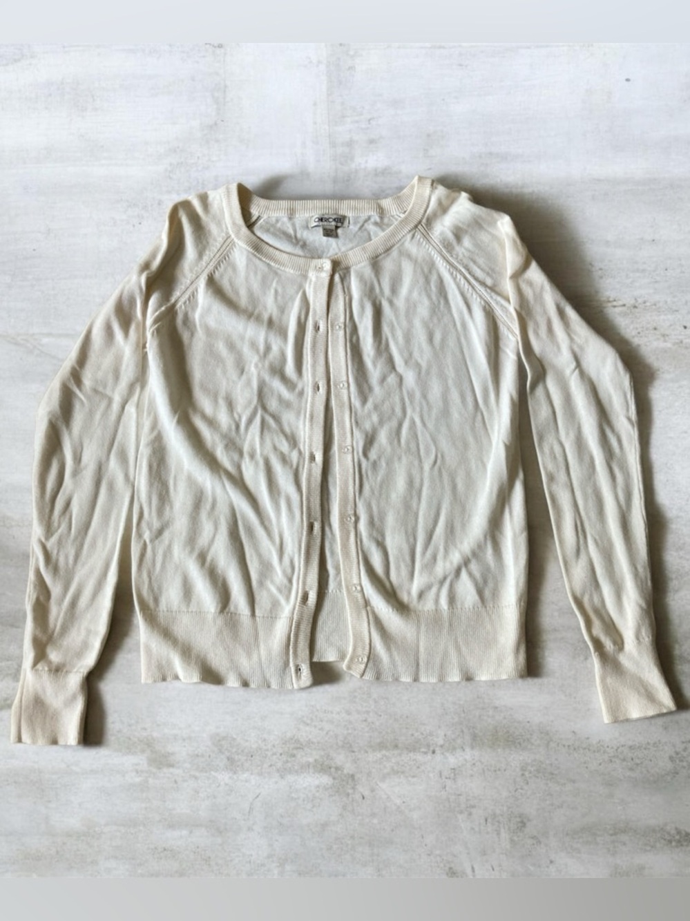 NWOT Cherokee Cotton Cardigan Girls Sz XL 14-16 Cream